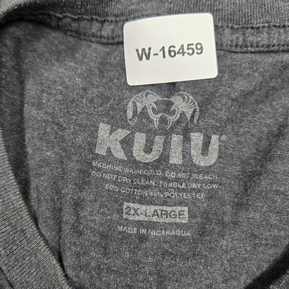 KUIU Men Shirt 2L Gray Ram Logo Graphic Print Short Sleeve Crew Neck Pullover - Picture 2 of 10